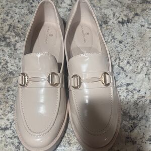 Bandolino Women's Beige Loafers with Gold Accents